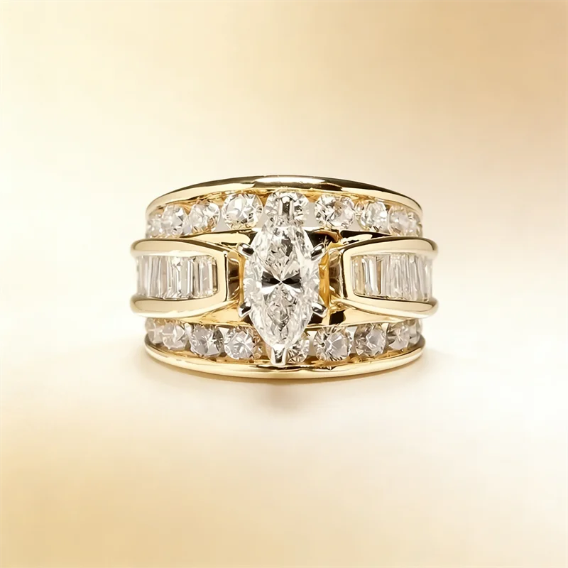 Three Row Zircon Ring