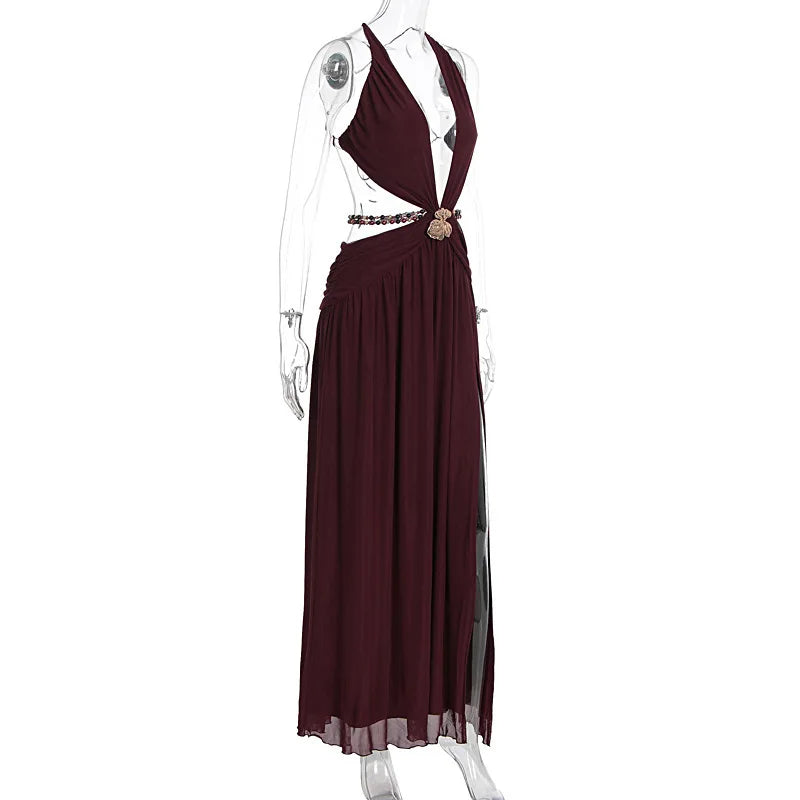 Leopard Halter Maxi Dress