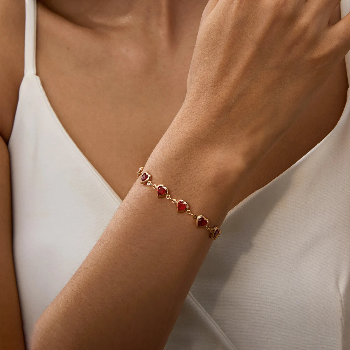 Red Crystal Heart Bracelet