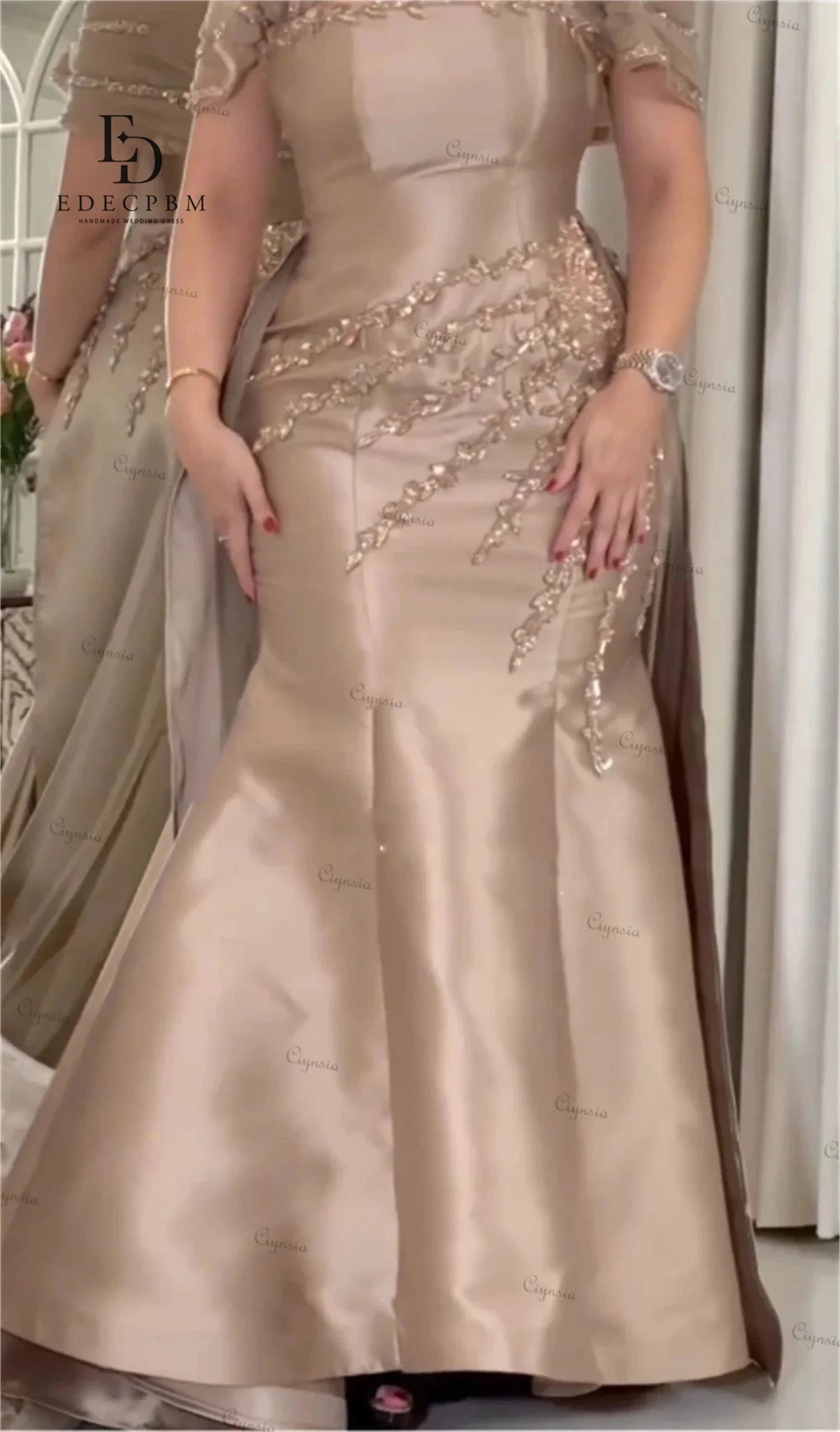 Champagne Satin Evening Dress