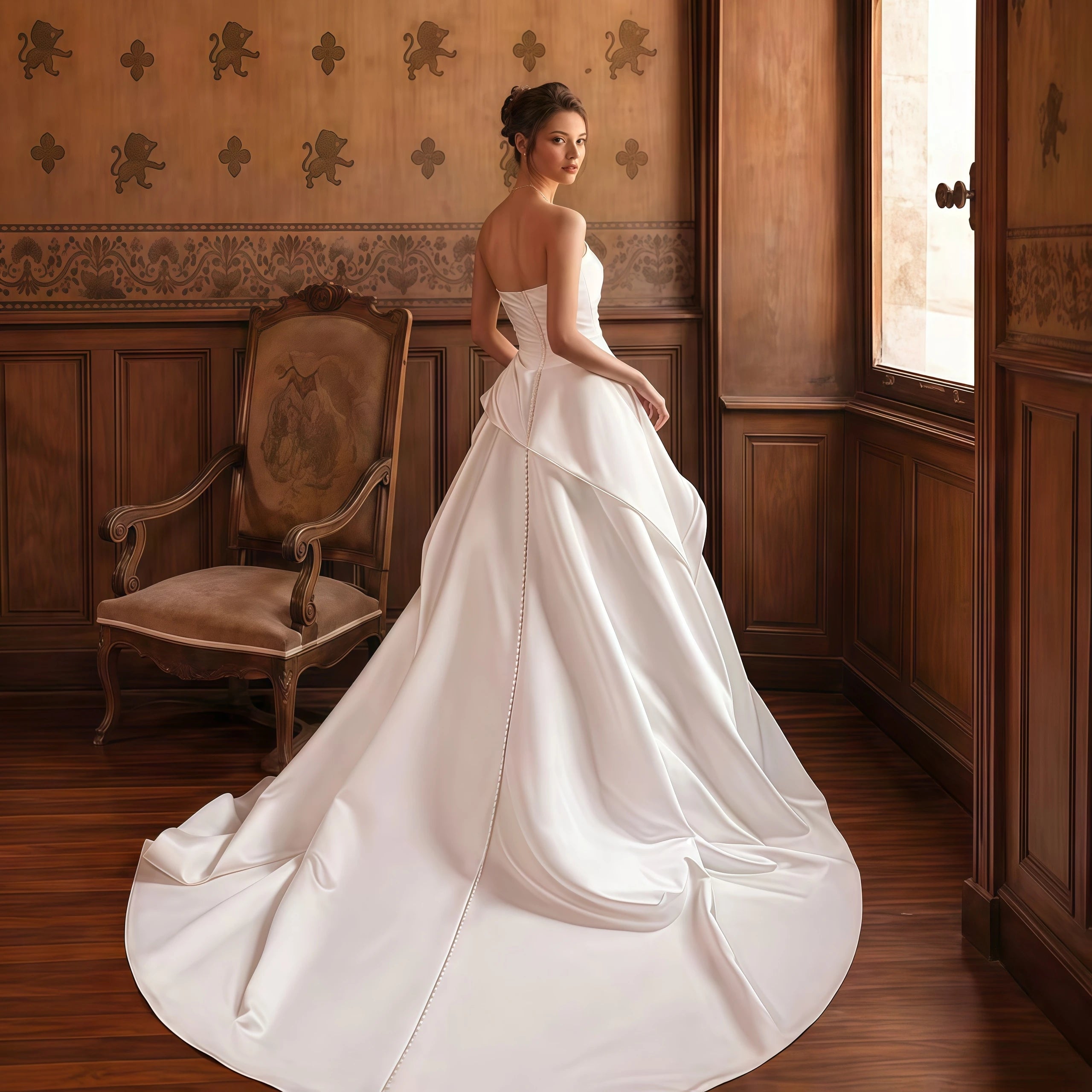 Strapless Satin Wedding Dress