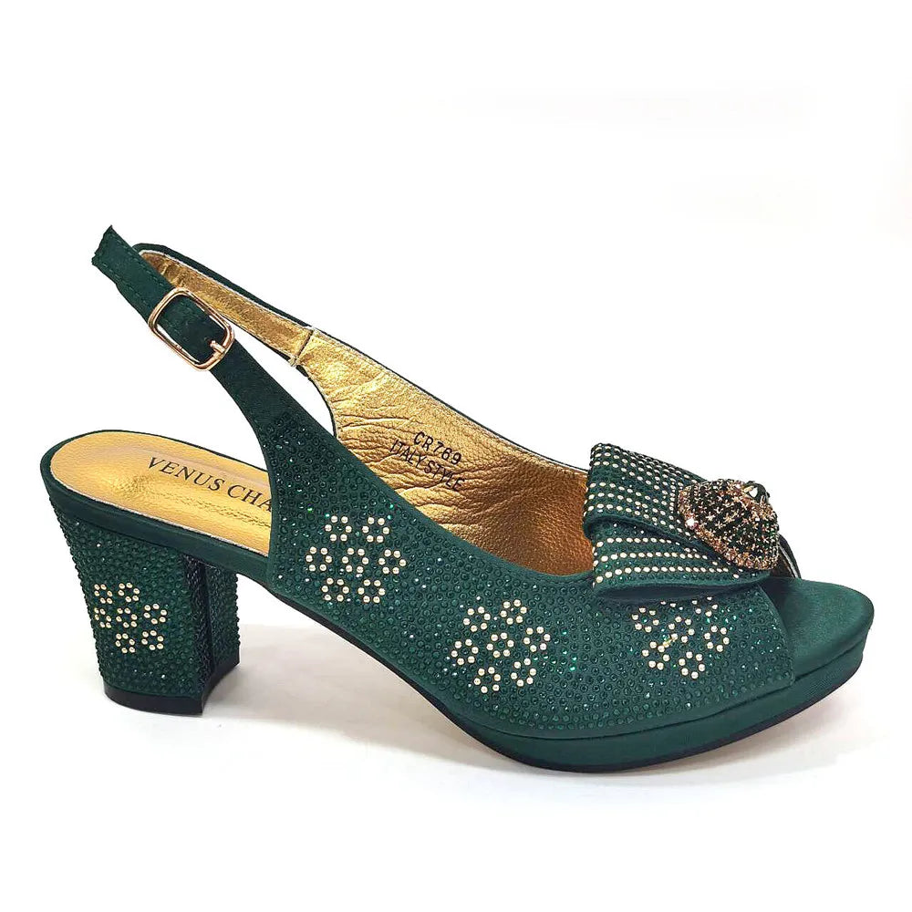 Women's Rhinestone Shoes Bag Set