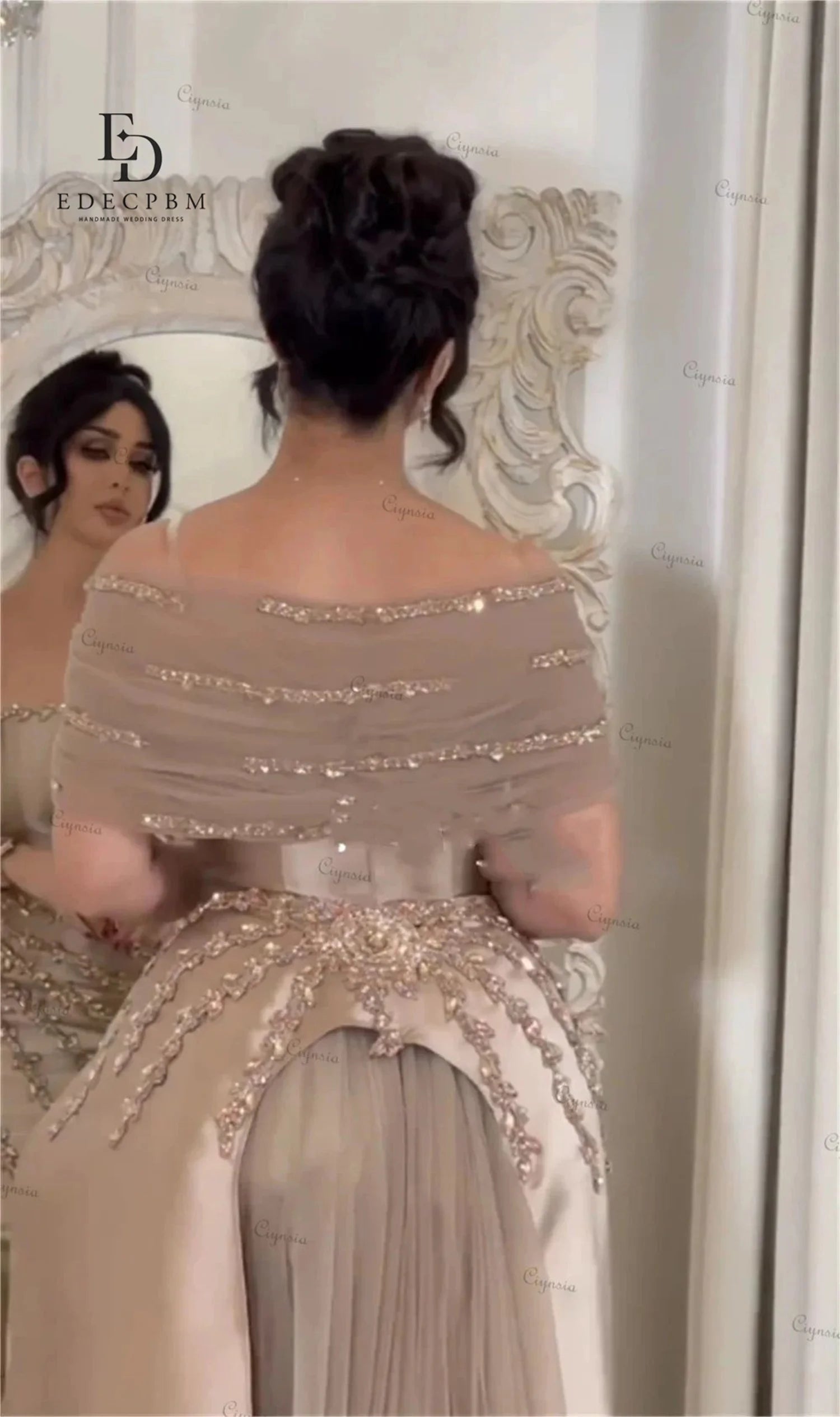 Champagne Satin Evening Dress
