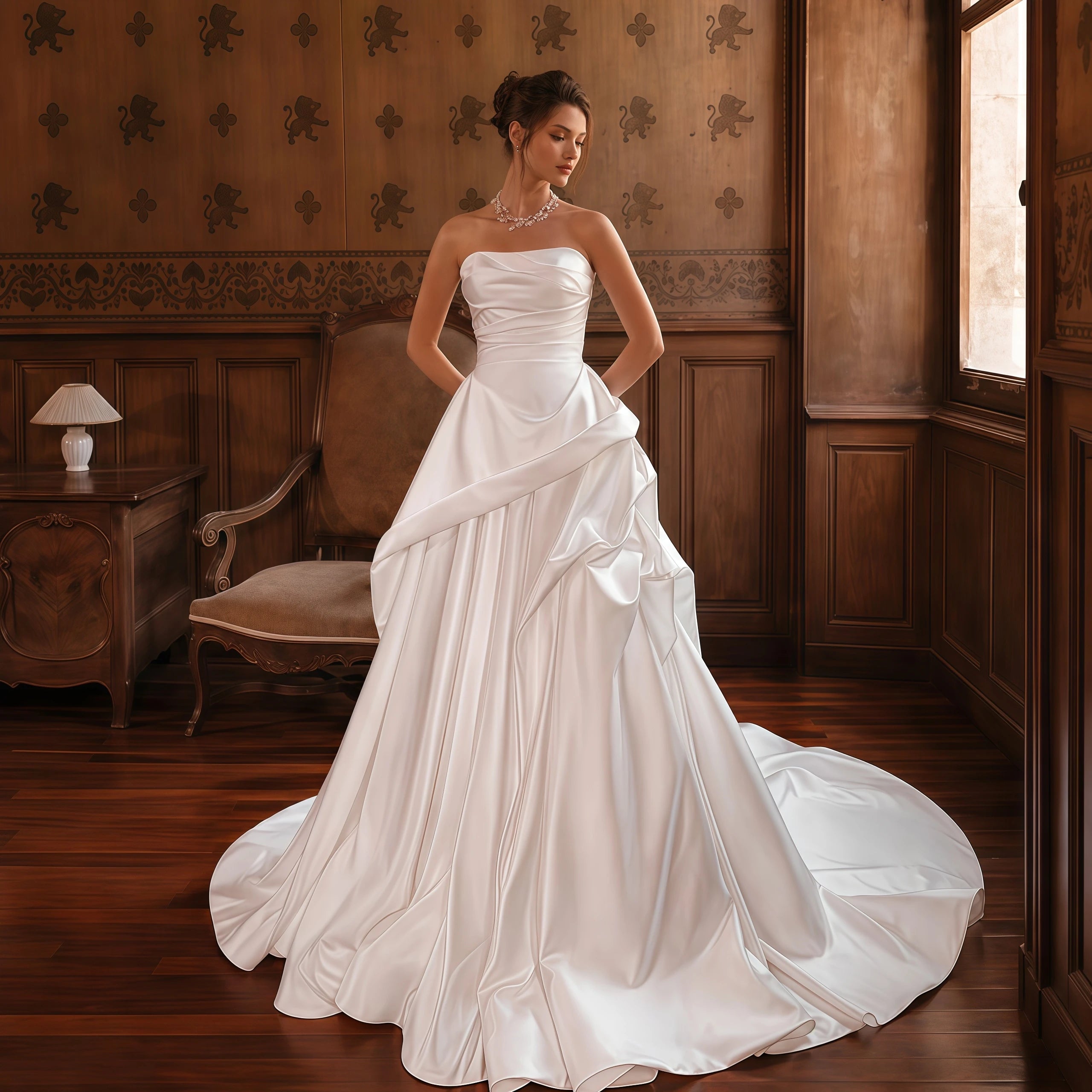 Strapless Satin Wedding Dress