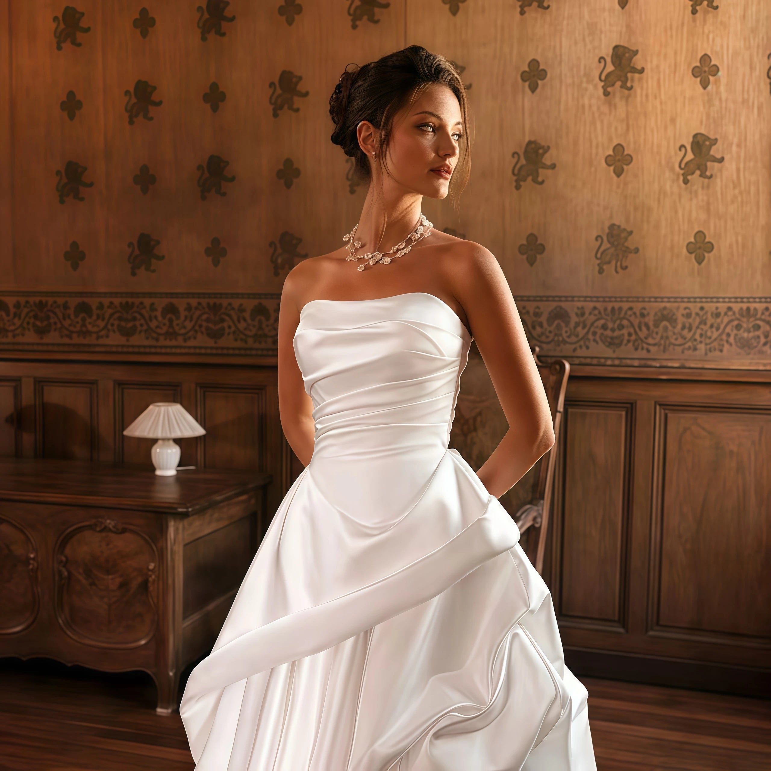 Strapless Satin Wedding Dress