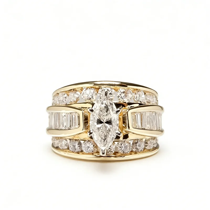 Three Row Zircon Ring