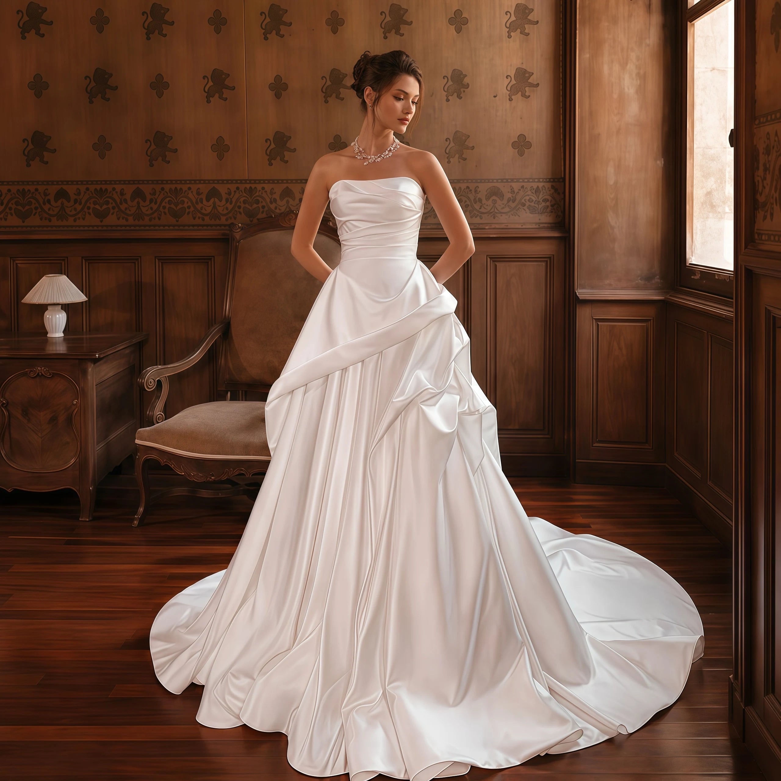 Strapless Satin Wedding Dress