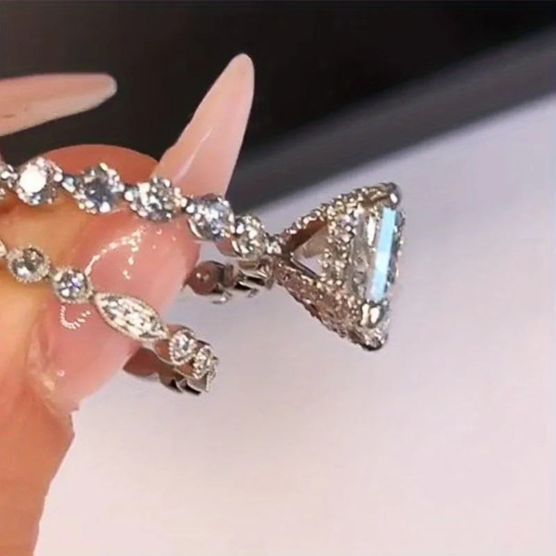 Square Cut Cubic Zirconia Rings