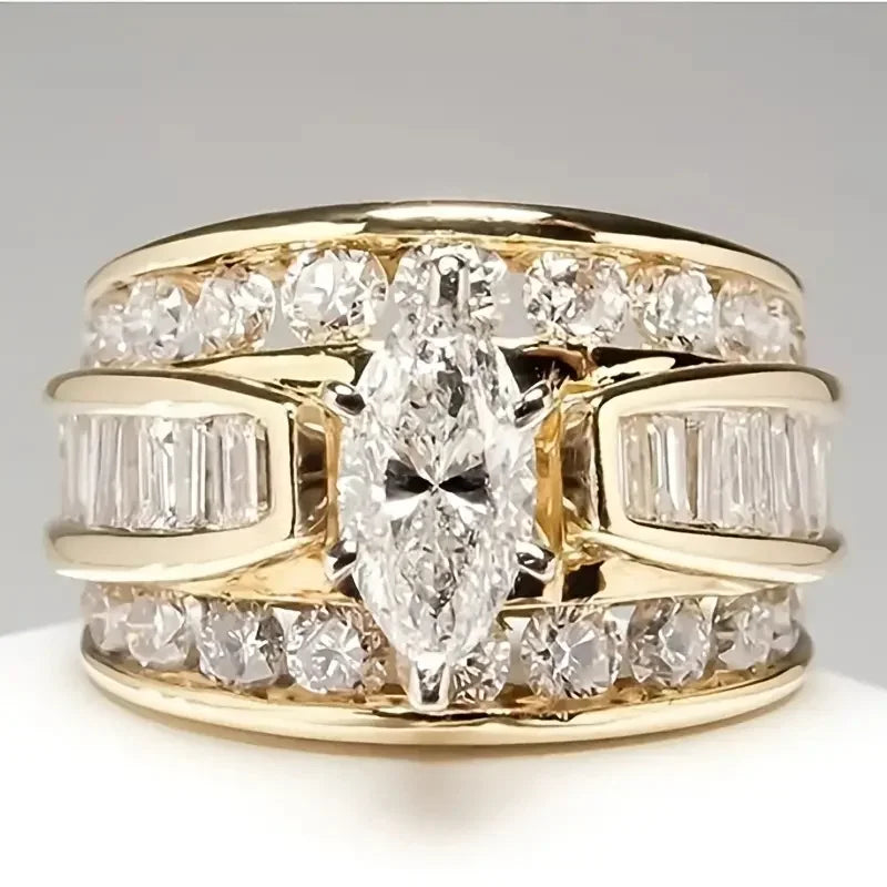 Three Row Zircon Ring