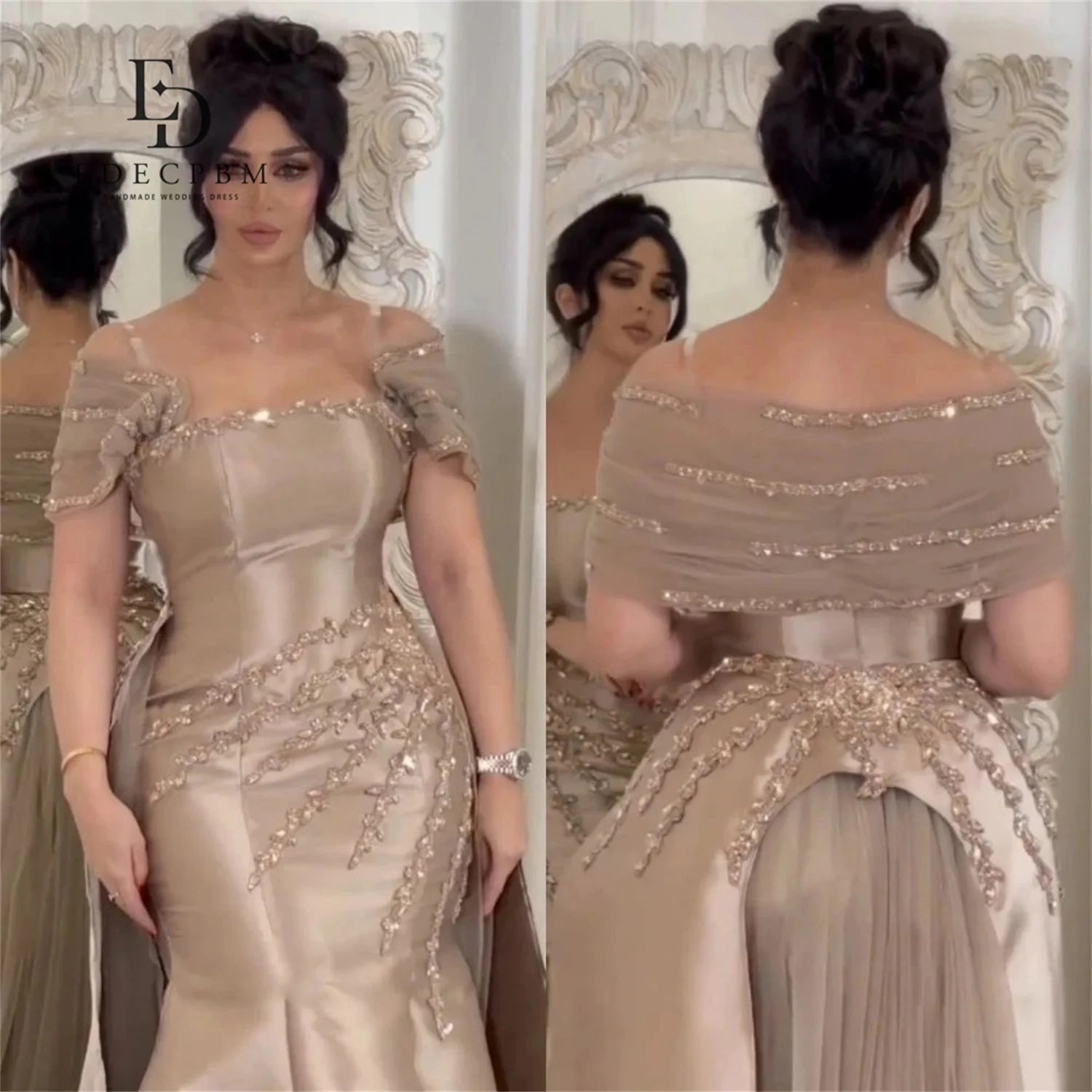 Champagne Satin Evening Dress