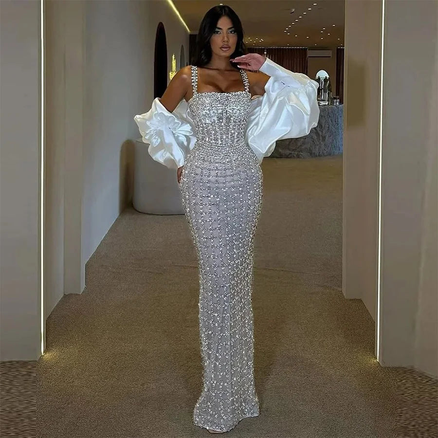 Silver Mermaid Prom Dress