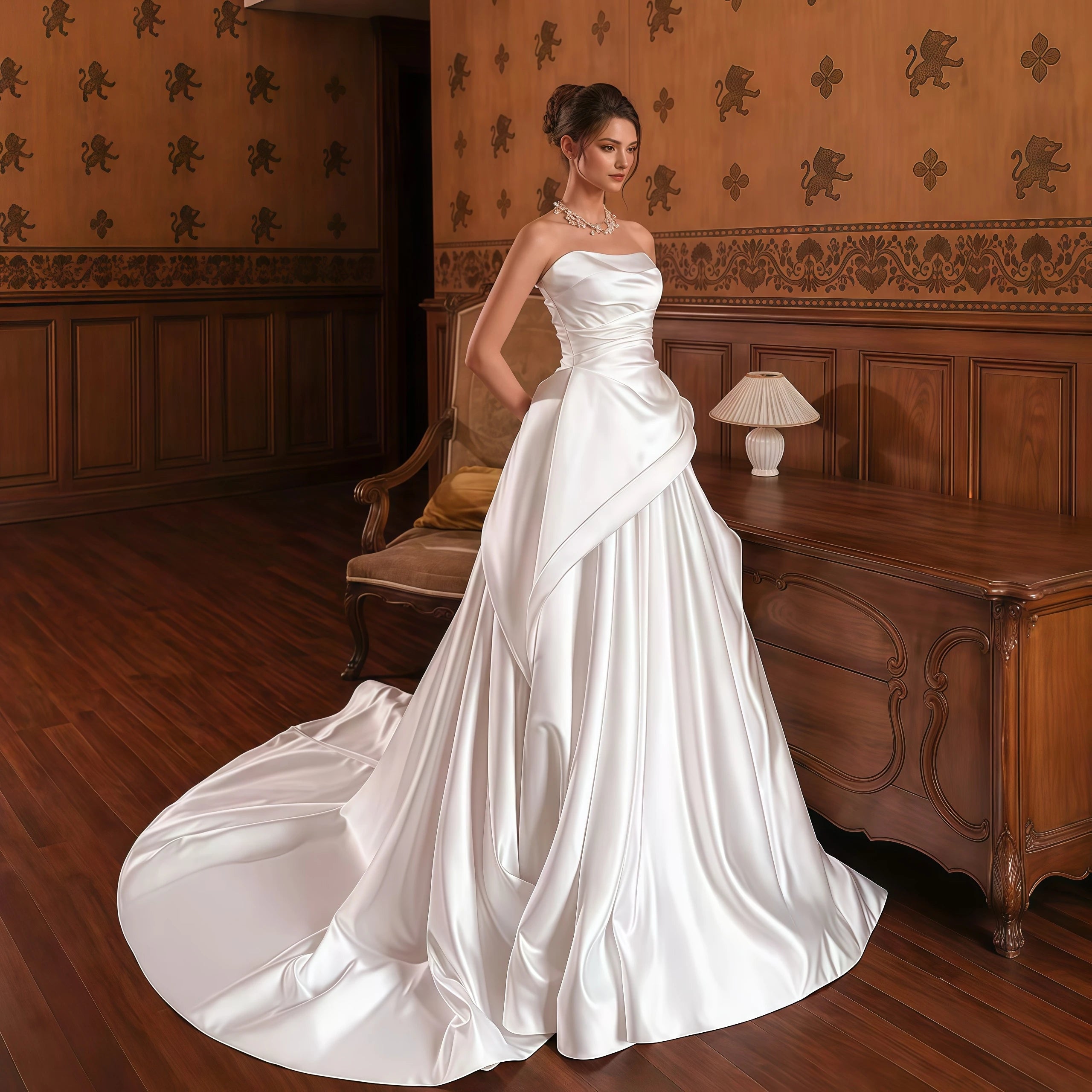 Strapless Satin Wedding Dress