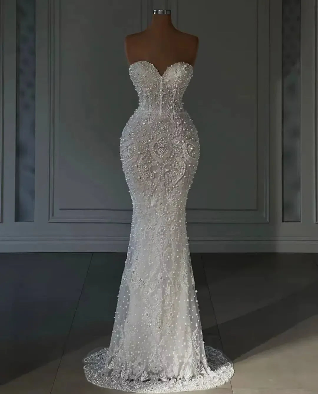 Sweetheart Pearl Mermaid Wedding Dress