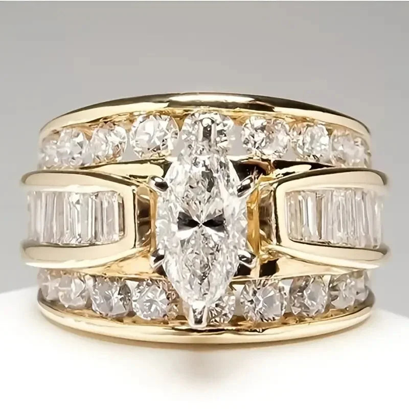Three Row Zircon Ring