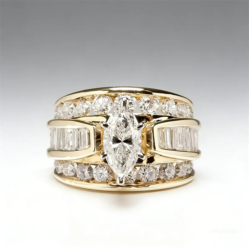 Three Row Zircon Ring