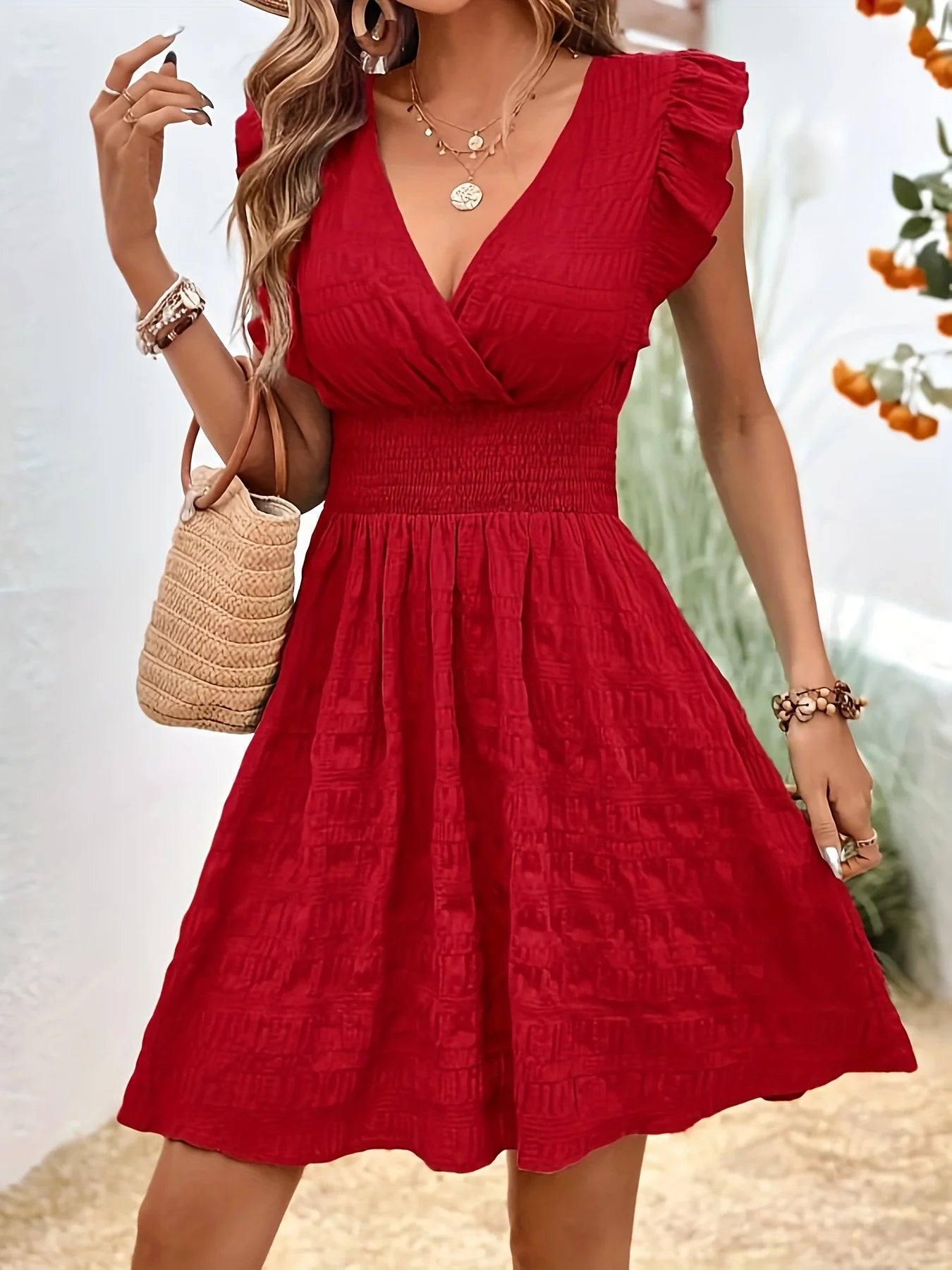 Elegant Ruffled A-Line Waist Dress