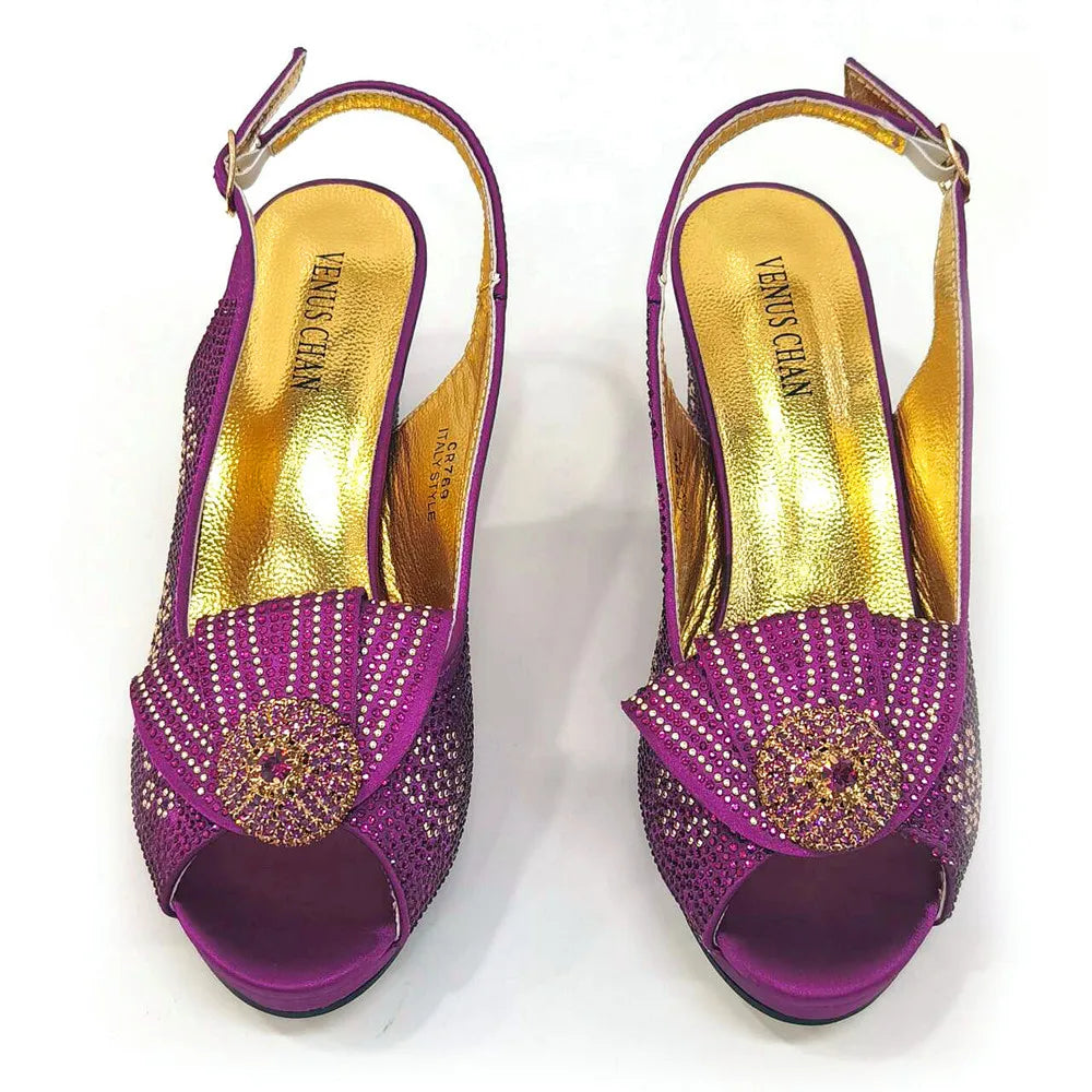 Women's Rhinestone Shoes Bag Set