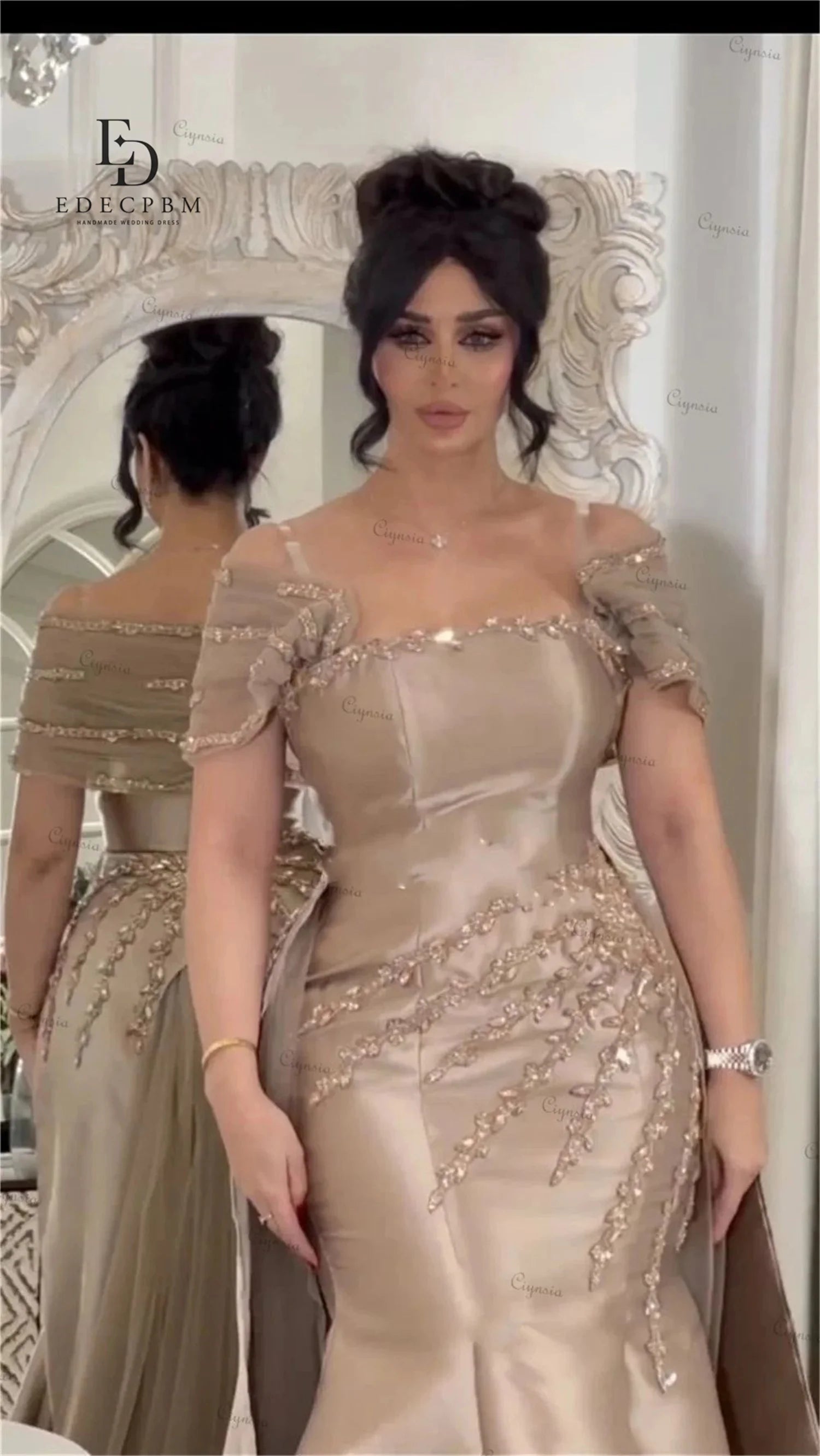 Champagne Satin Evening Dress