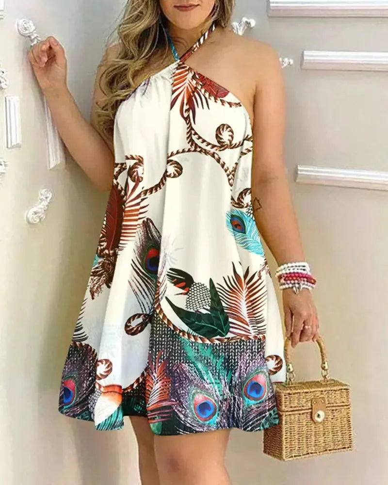 Floral Boho Halter Dress