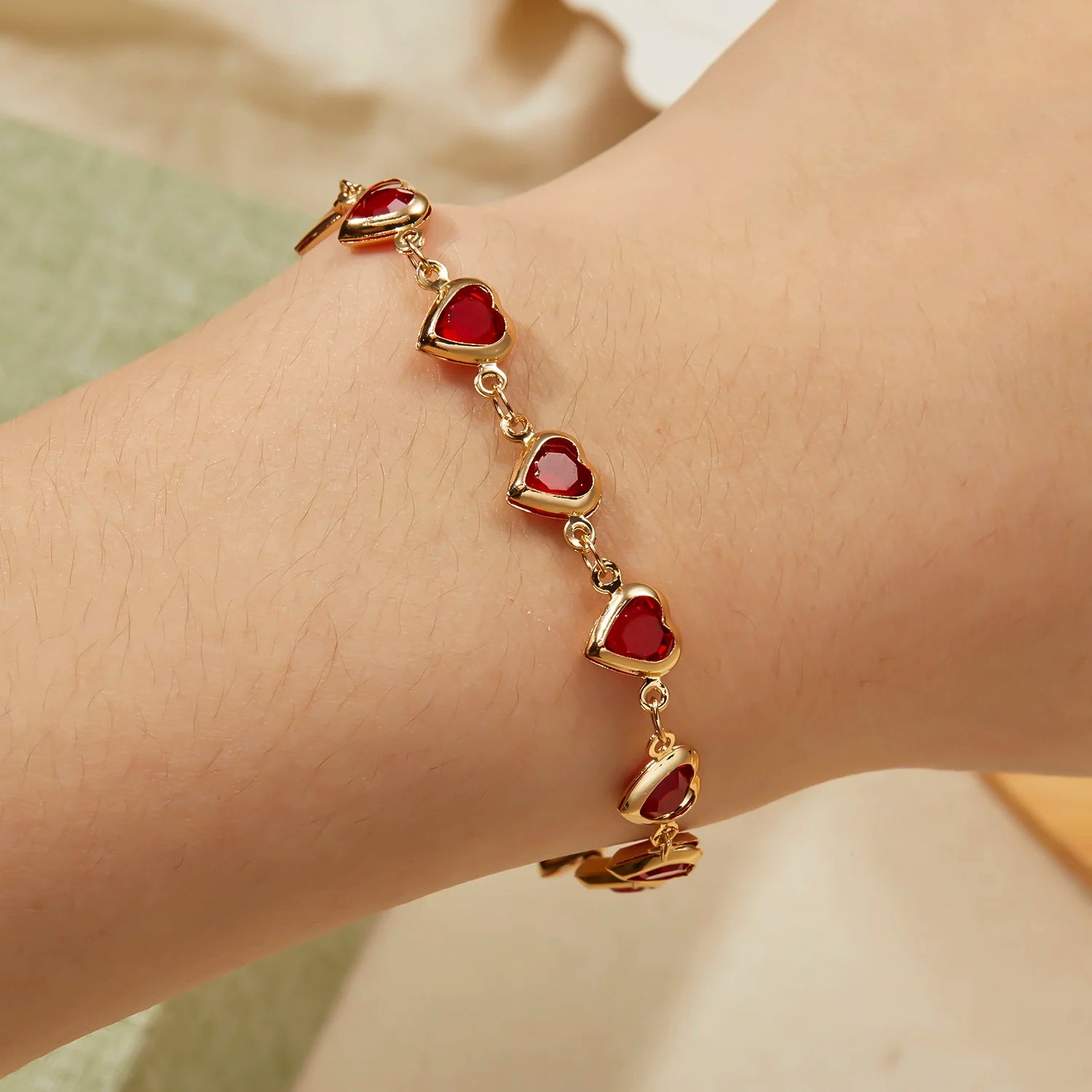 Red Crystal Heart Bracelet