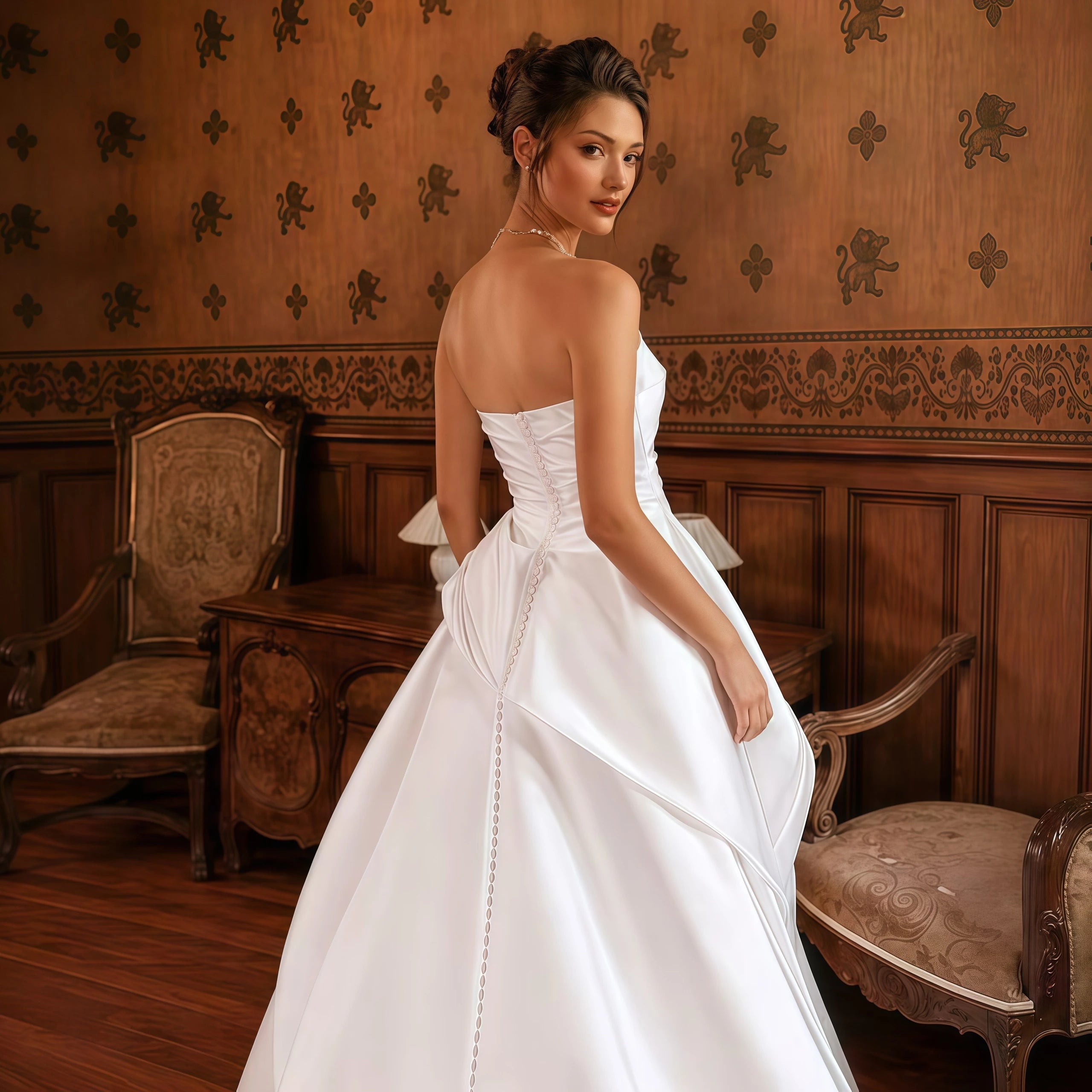 Strapless Satin Wedding Dress
