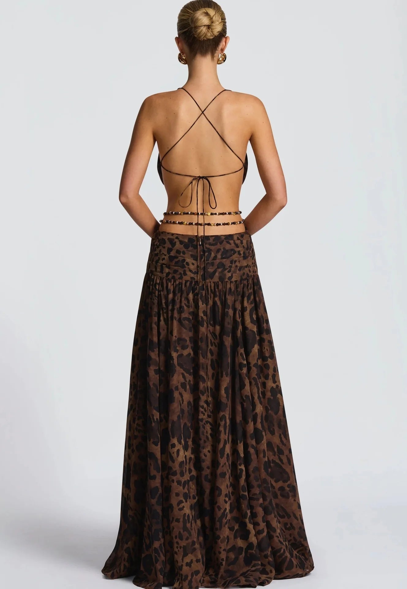 Leopard Halter Maxi Dress