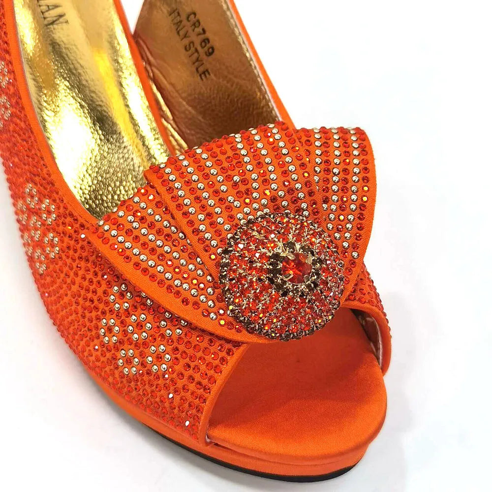 Women's Rhinestone Shoes Bag Set