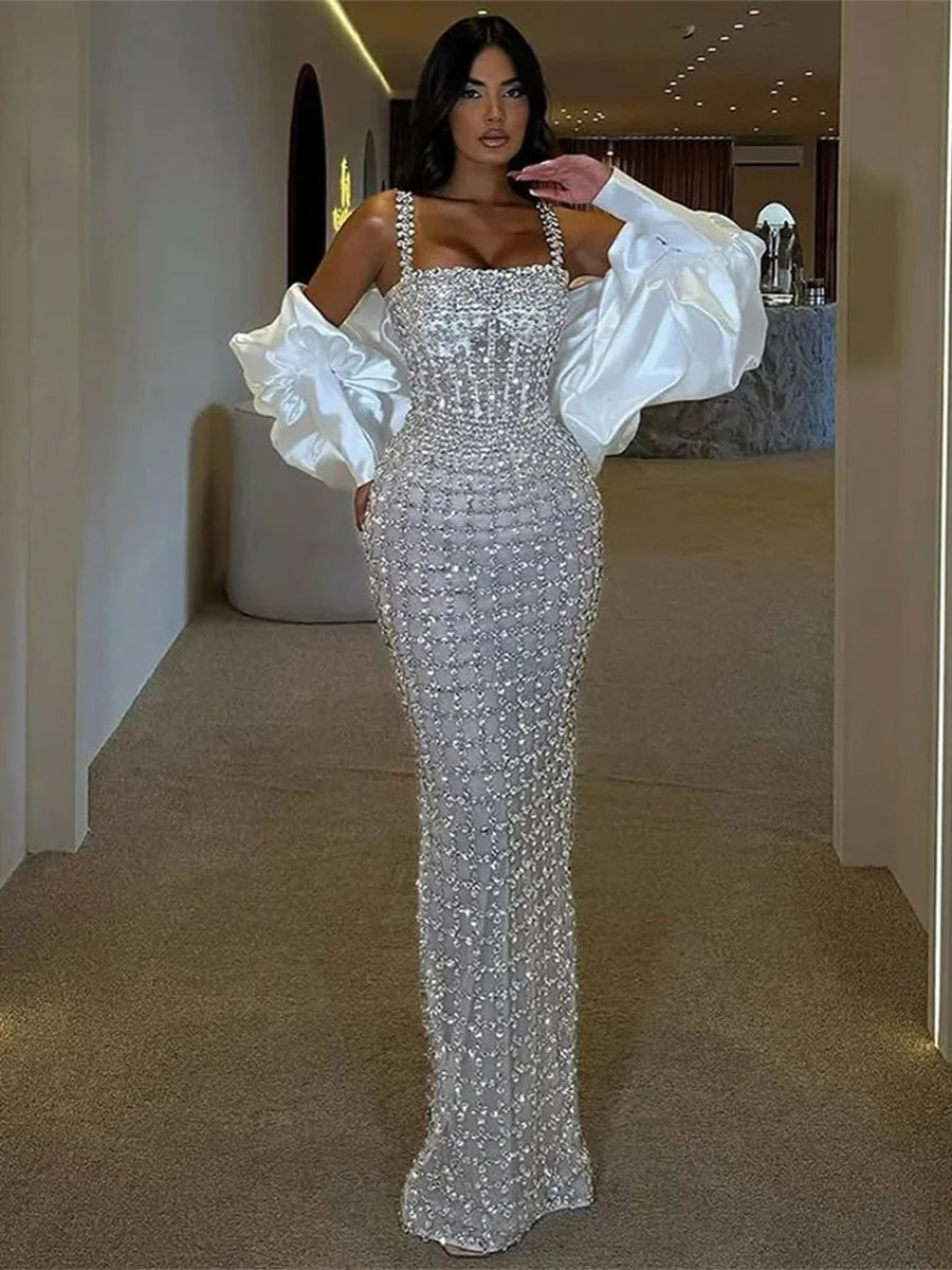 Silver Mermaid Prom Dress