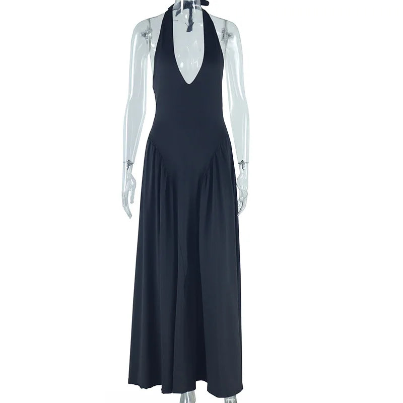 Sexy Backless Halter A-Line Dress